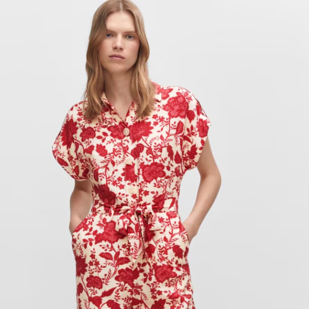 Mango Floral Jumpsuit Large